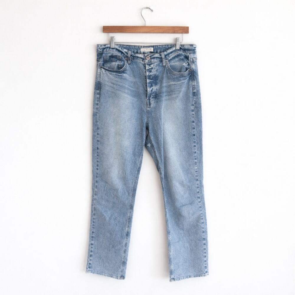 Unpublished Denim High Rise Pockets Button-Fly Straight Jeans Blue 32